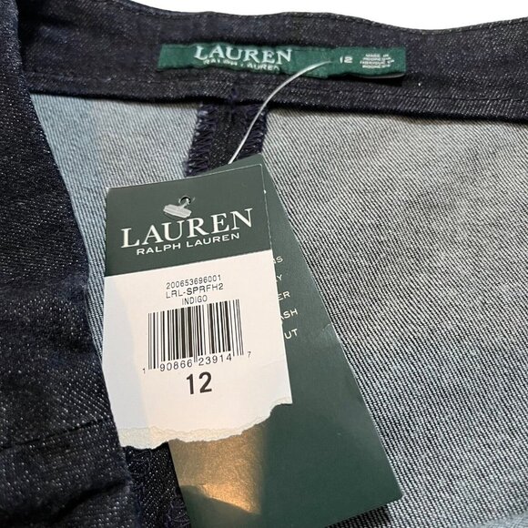 Lauren Ralph Lauren NWT Women's Blue Lace Up Denim Pencil Skirt Size 12 - Picture 4 of 11
